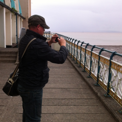 Jonathan Boakes capturing reference shots, Penarth Pier, Wales