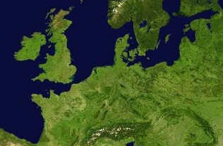 Great Britain, The English Channel and The North Sea. Doggerland lost beneath the waves.