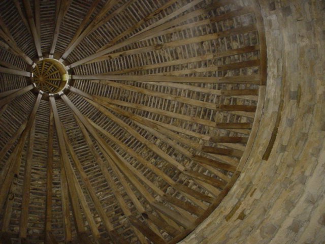 The interior of the Dovecote. A mild trails/mist is forming in the upper right corner.